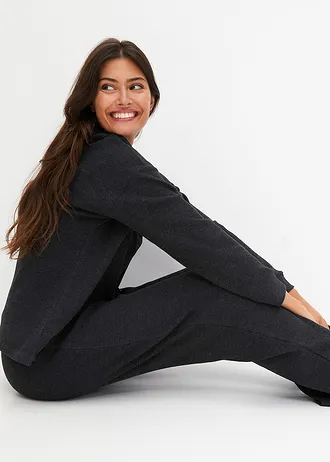 Pyjama van zacht materiaal (2-dlg. set) • zwart mêlee • bonprix online shop