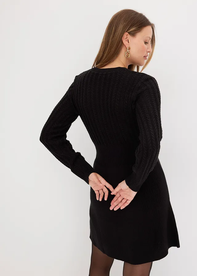 Gebreide jurk • zwart • bonprix online shop