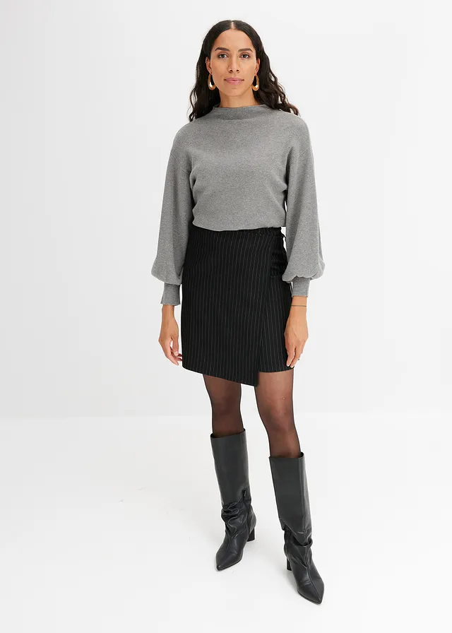 Oversized trui in een viscosemix, Kleur: grijs gemêleerd