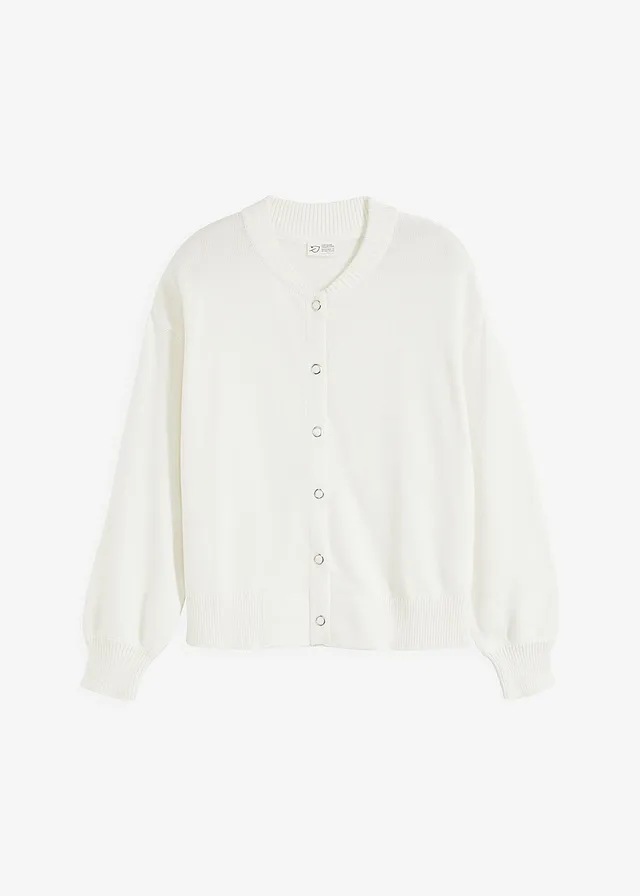 Gebreide bomber van katoen • wolwit • bonprix online shop