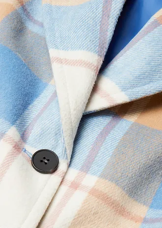 Oversized kabát ve vlněném vzhledu • briliantově modro-přírodní bílo-bílá káva-růžovohnědá kostka • bonprix obchod