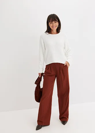 Oversized trui van zachte chenille, Kleur: wolwit