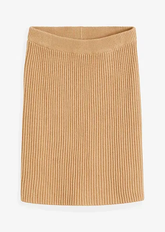 Fustă tricotată din bumbac 100% • bej-latte • magazin bonprix