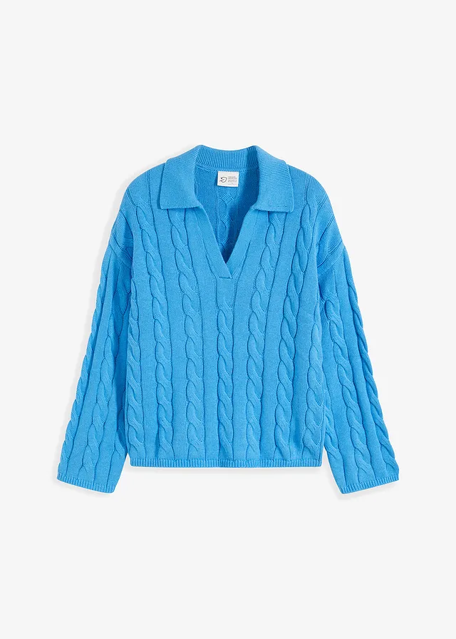 Pulover oversize cu torsade, din cașmir moale