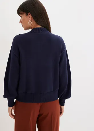 Gilet en maille 100% coton, Couleur: bleu foncé