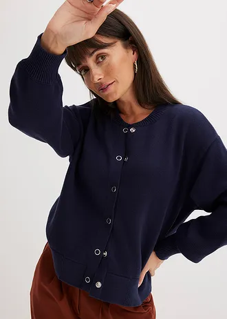 Gebreid vest van katoen • donkerblauw • bonprix online shop