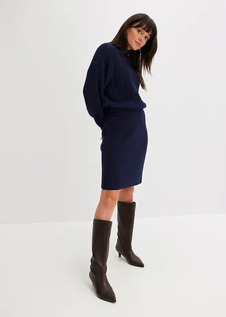 Fustă tricotată din bumbac 100% • bleumarin • magazin bonprix