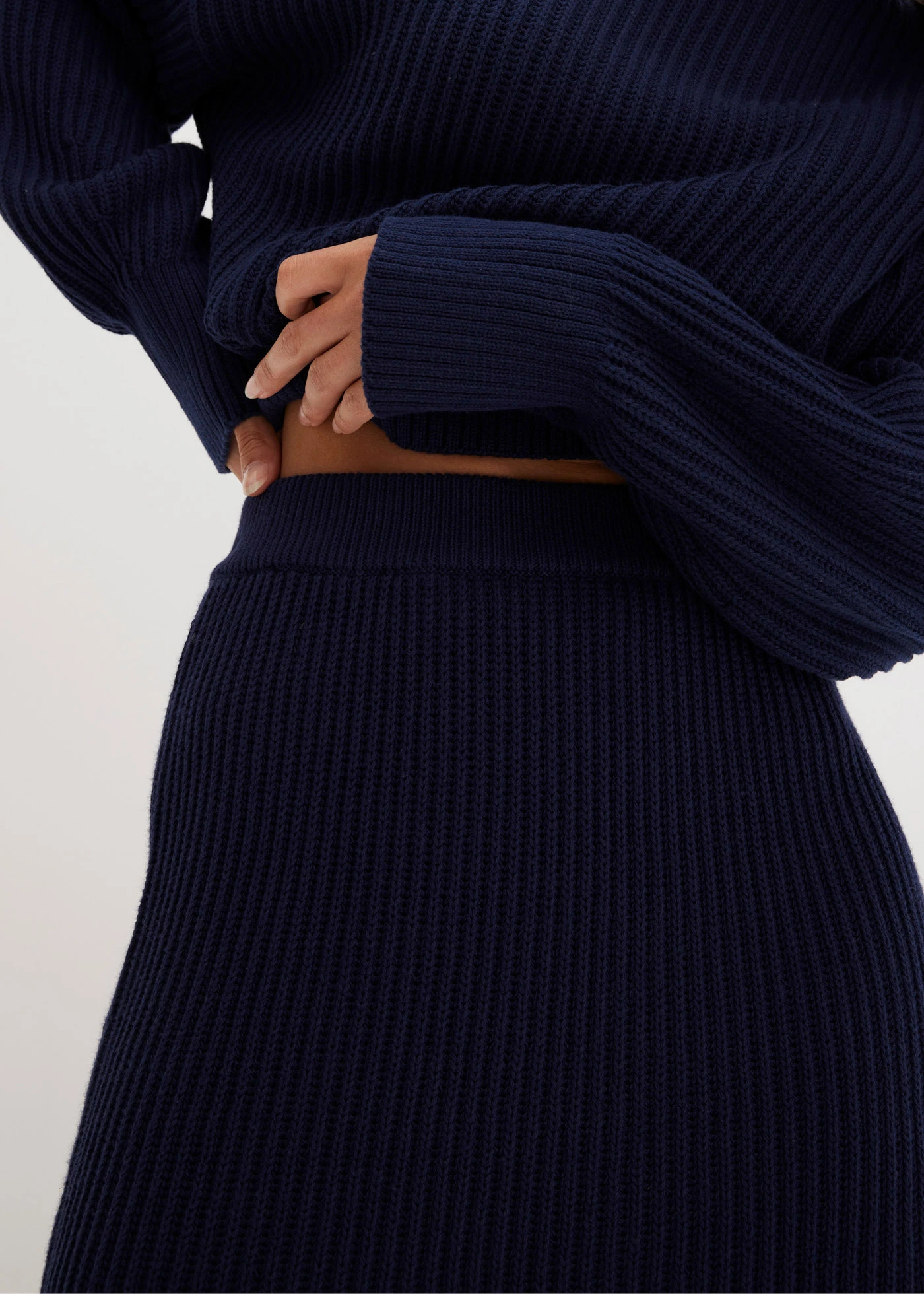 Fustă tricotată din bumbac 100% • bleumarin • magazin bonprix