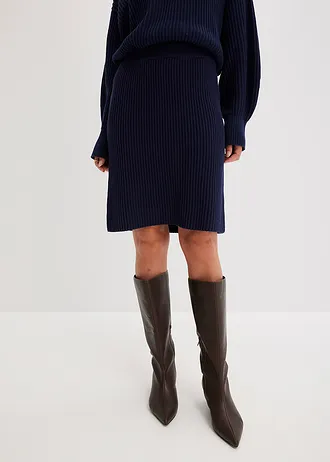 Fustă tricotată din bumbac 100% • bleumarin • magazin bonprix