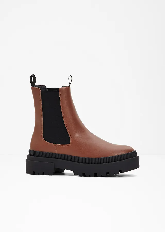 Chelsea boots met geprofileerde zool • cognac • bonprix online shop