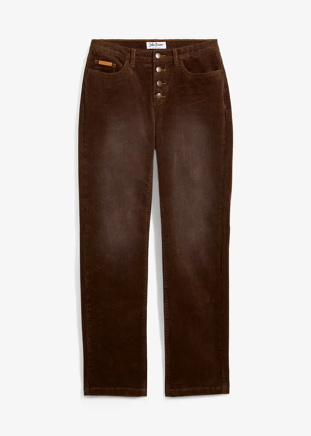 Pantalon droit en velours côtelé extensible