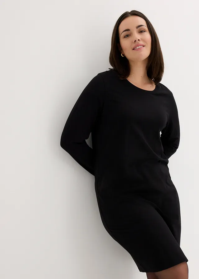 Lot de 2 robes ajustées en jersey, Couleur: prune/noir
