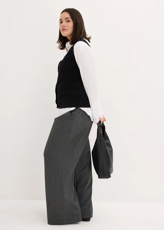 Gilet sans manches en fine maille, Couleur: noir