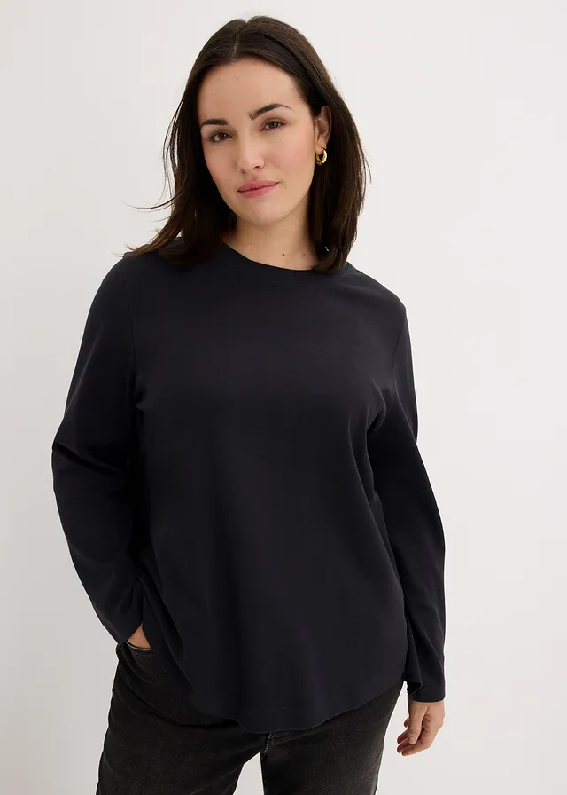 T-shirt manches longues 100% coton, Couleur: noir