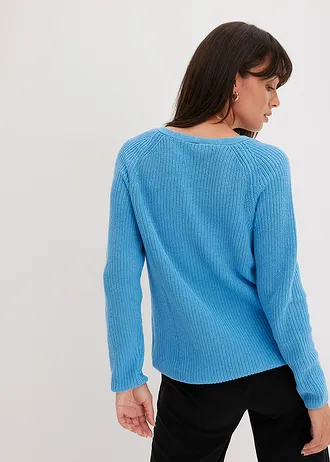 Pull côtelé 100% coton • bleu brillant • Boutique bonprix
