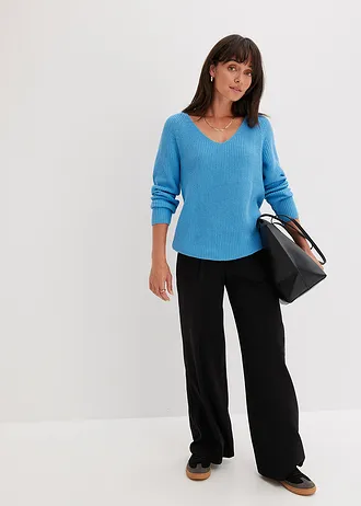 Pull côtelé 100% coton • bleu brillant • Boutique bonprix