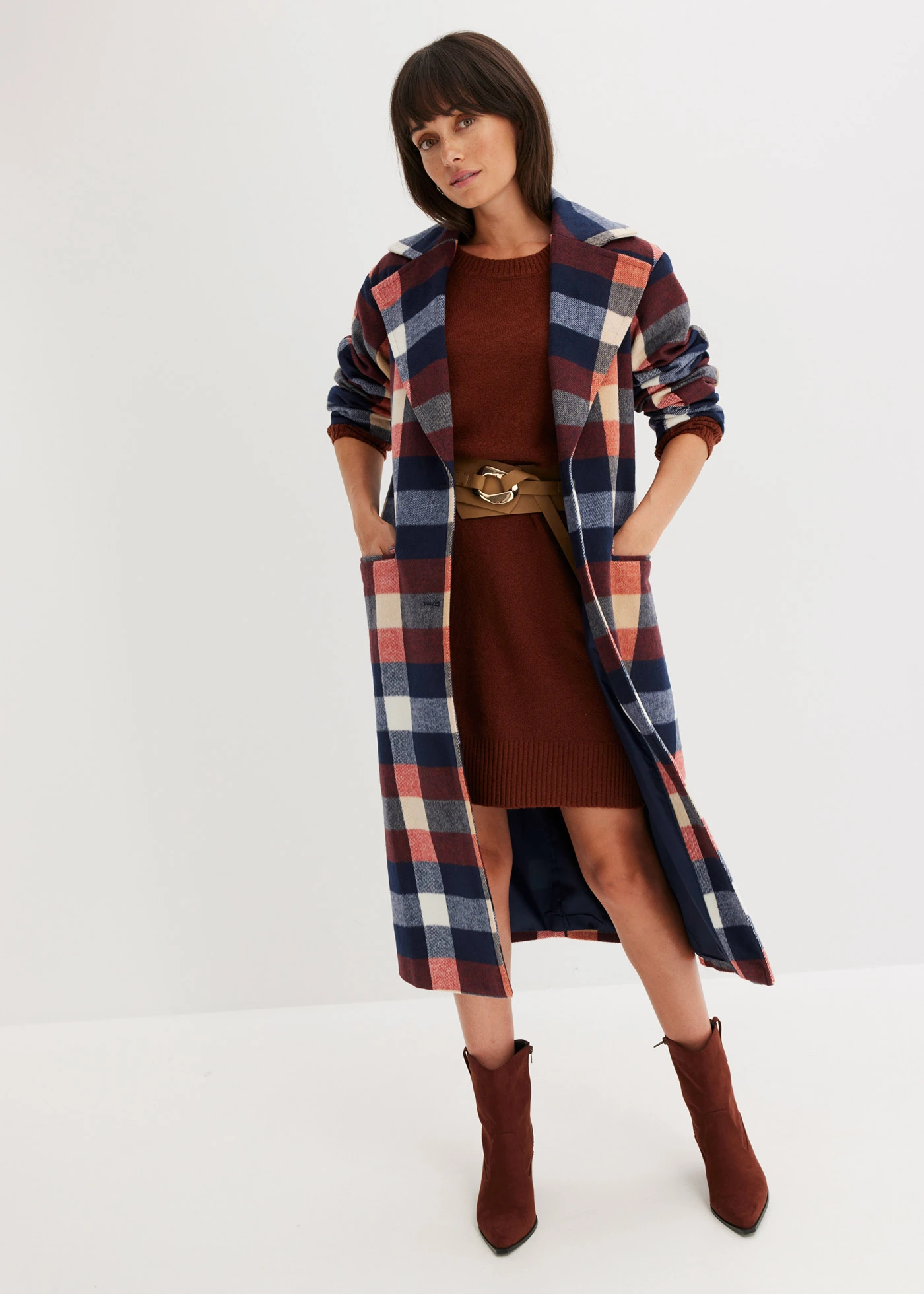 Oversized pletené šaty • mahagonová hnědá • bonprix obchod