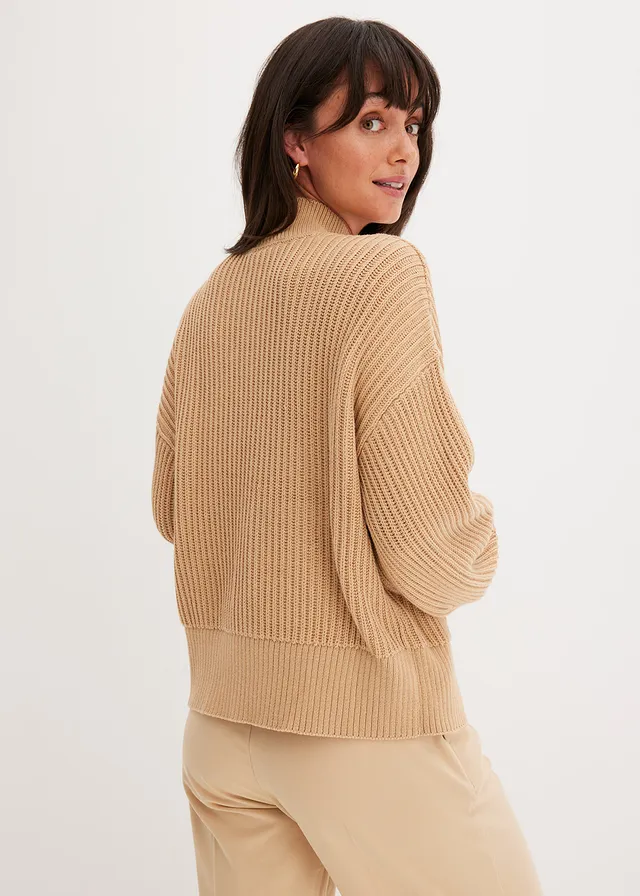 Oversized trui van puur katoen, Kleur: latte macchiato