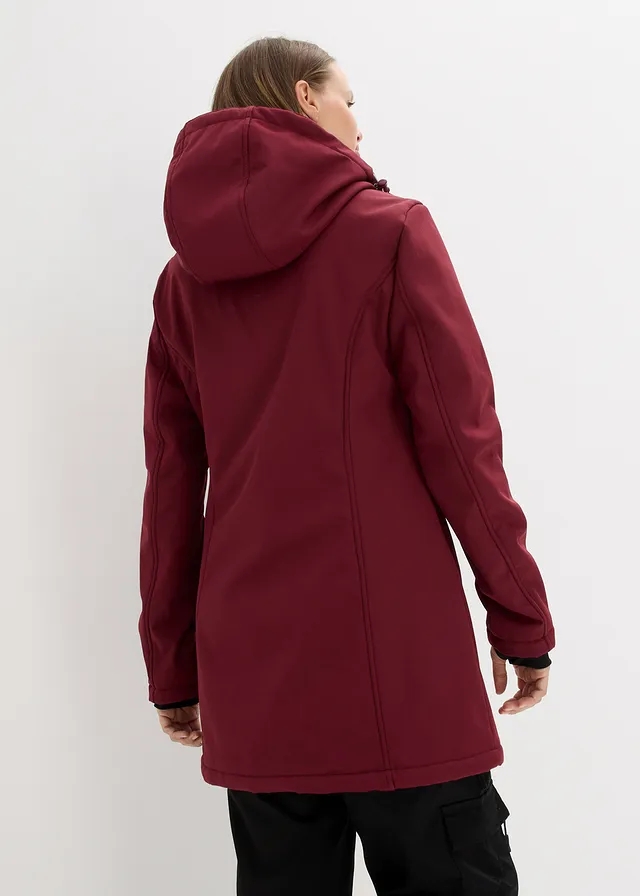 Parka déperlante en softshell avec doublure polaire douillette, Couleur: rouge érable