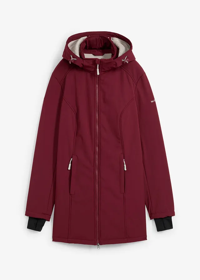 Parka déperlante en softshell avec doublure polaire douillette, Couleur: rouge érable