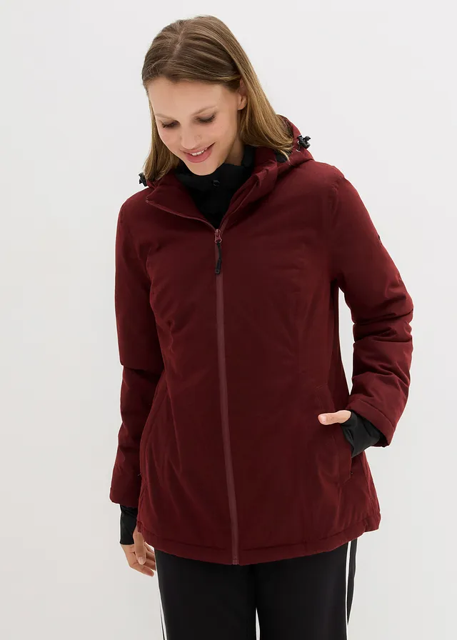 Waterdichte outdoor jas in layerlook, Kleur: kastanjerood