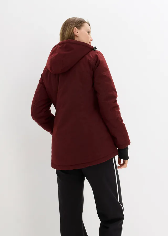 Waterdichte outdoor jas in layerlook, Kleur: kastanjerood