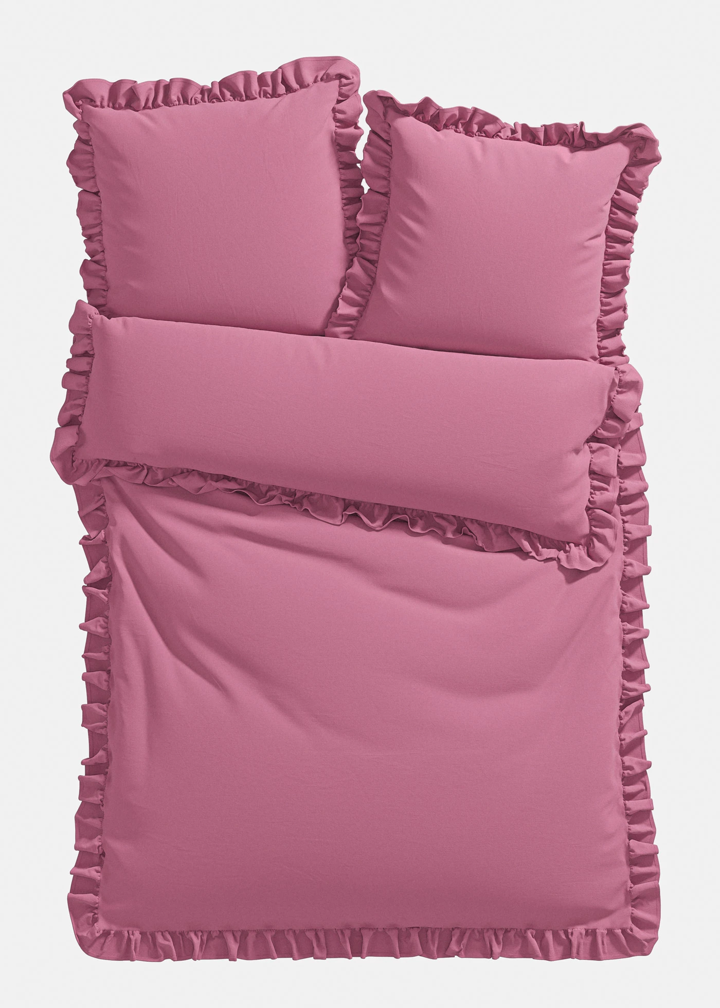 Lenjerie de pat din linou, cu volănașe • cassis • magazin bonprix