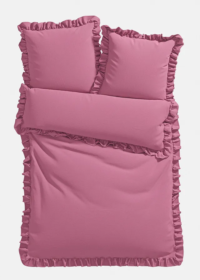 Dekbedovertrek linon met ruches • bessensorbet • bonprix online shop