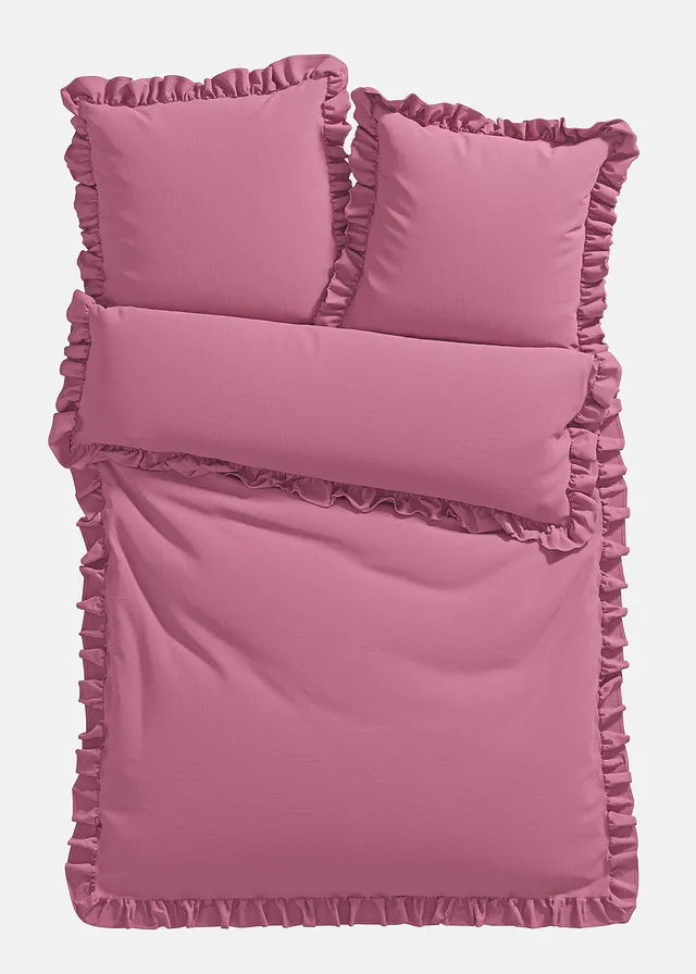 Pościel batystowa z falbankami • czarna porzeczka • sklep bonprix