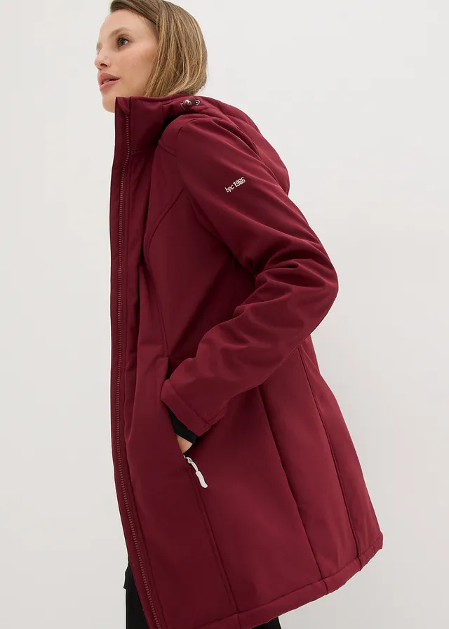 Lange, waterafstotende outdoor softshell jas met teddyfleece • esdoornrood • product-page.page-title-suffix