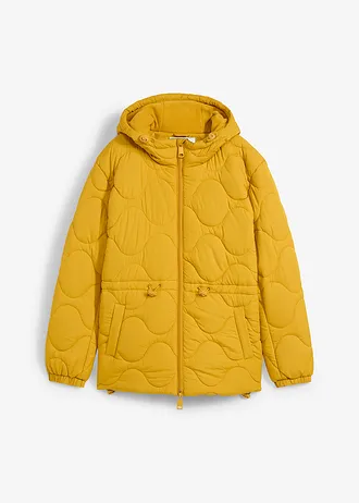 Gewatteerde jas met capuchon, Kleur: okergoud