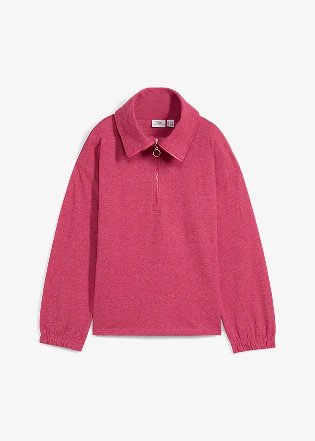 Sweater met grote schipperskraag, lange mouw • bessenpink • bonprix online shop