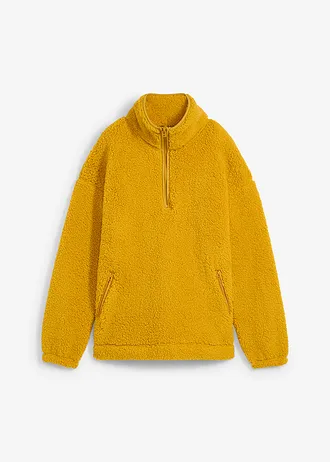 Oversized fleece trui met opstaande kraag en zakken