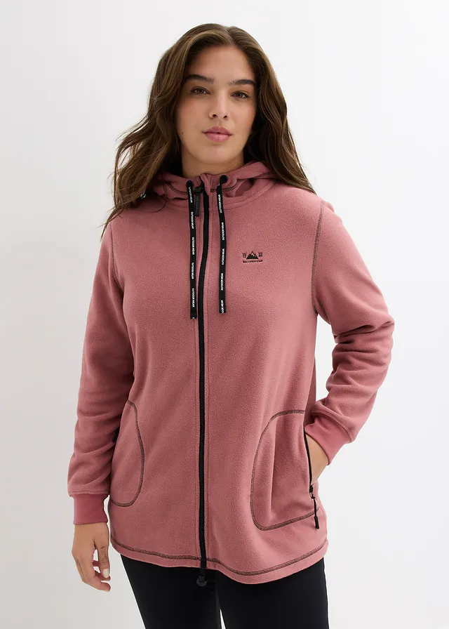 Veste polaire avec poches zippées, Couleur: vieux rose