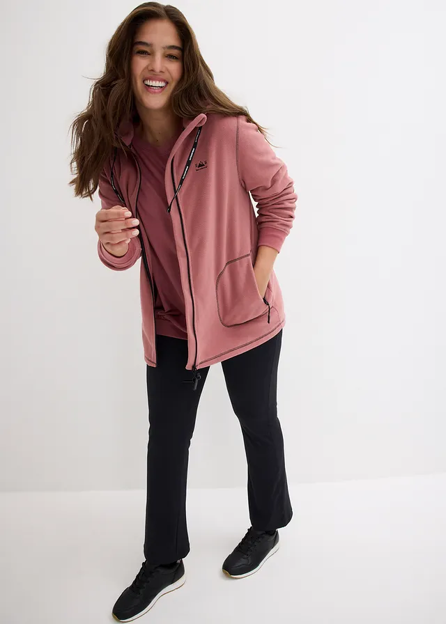Veste polaire avec poches zippées, Couleur: vieux rose