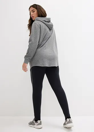 Joggingpak met lange sweater en legging (2-dlg.), Kleur: grijs gemêleerd-zwart met print