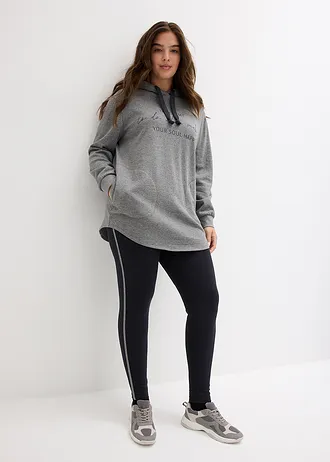 Joggingpak met lange sweater en legging (2-dlg.), Kleur: grijs gemêleerd-zwart met print