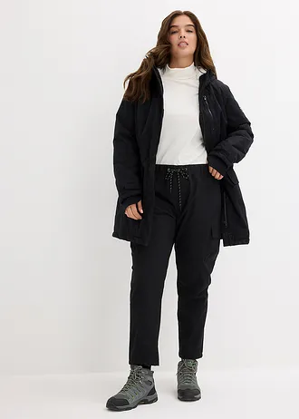 Geacă parka  funcţională cu teddyfleece în glugă, impermeabilă, culoare: negru