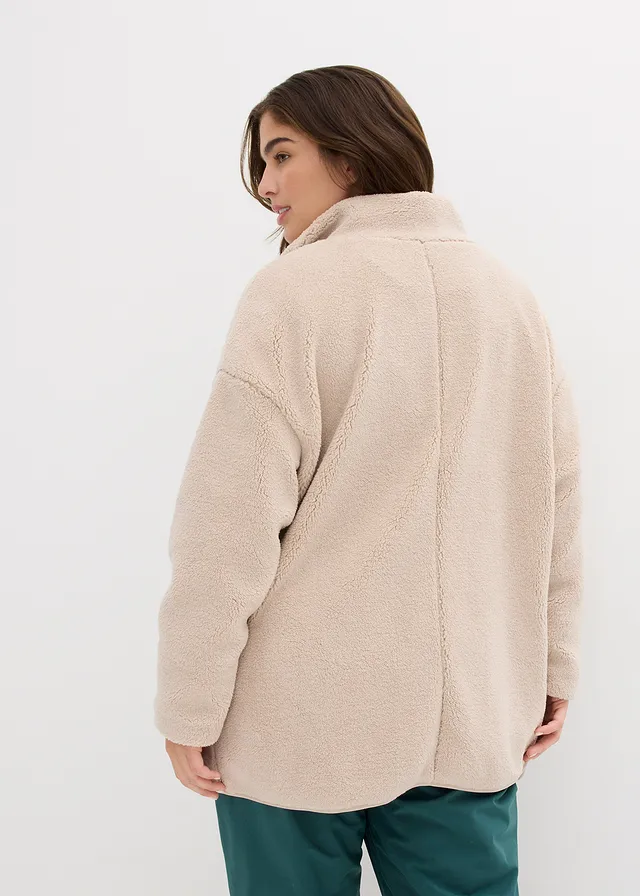 Veste en polaire peluche, Couleur: gris pierre