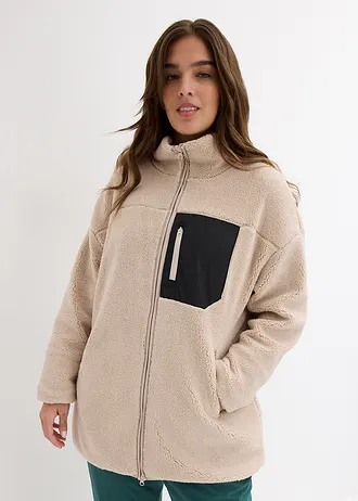 Veste en polaire peluche, Couleur: gris pierre