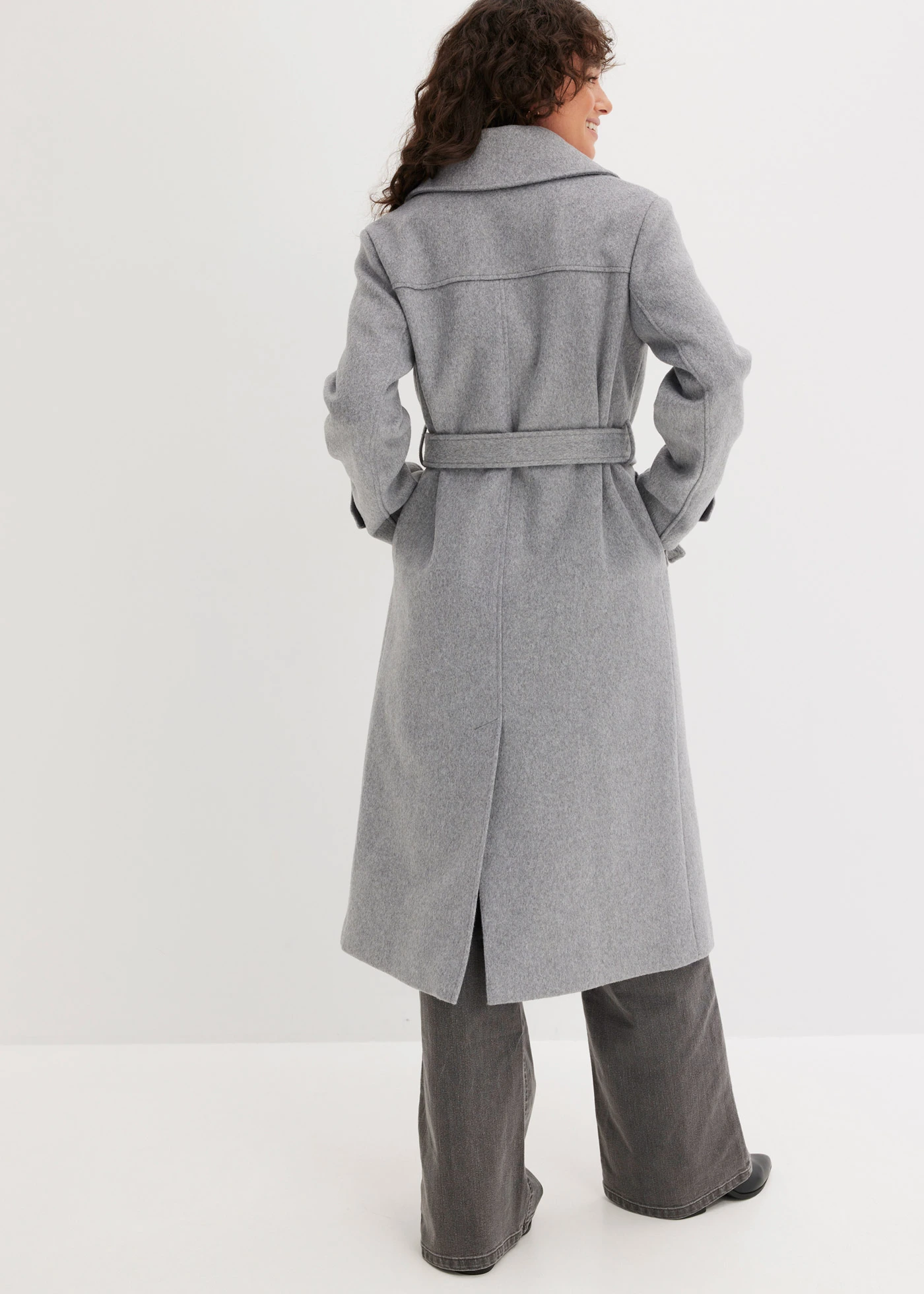 Kabát ve vlněném vzhledu • šedý melír • bonprix obchod