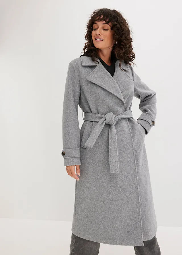 Lange jas in wollen look • grijs gemêleerd • product-page.page-title-suffix