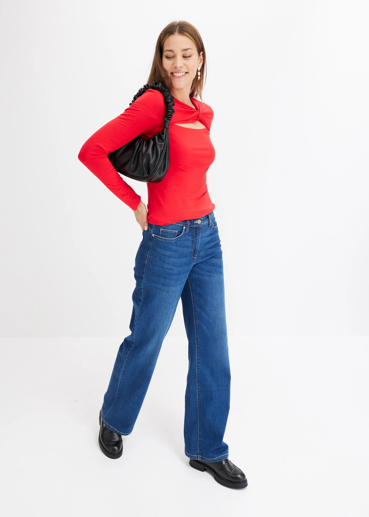 Shirt met knoopdetail • dieprood • bonprix online shop