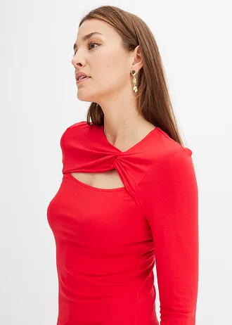 Shirt met knoopdetail • dieprood • bonprix online shop