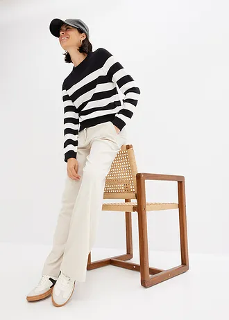 Pruhovaný svetr, barva: černo-přírodně bílé pruhy