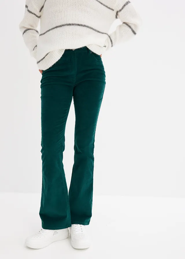 Pantalon en velours côtelé, Couleur: vert profond