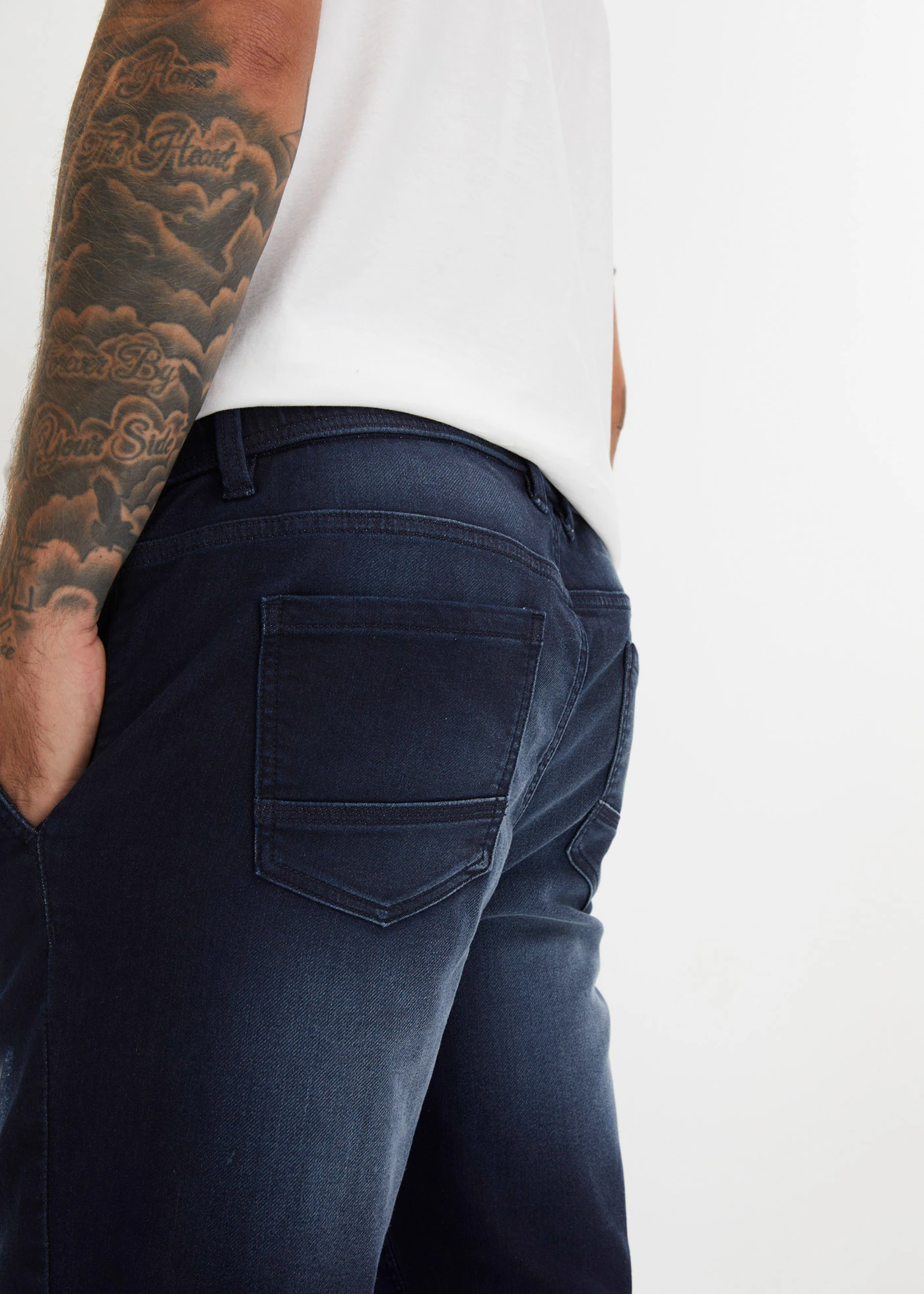 Regular fit jogging jeans met elastische tailleband, straight • donkerblauw denim • bonprix online shop