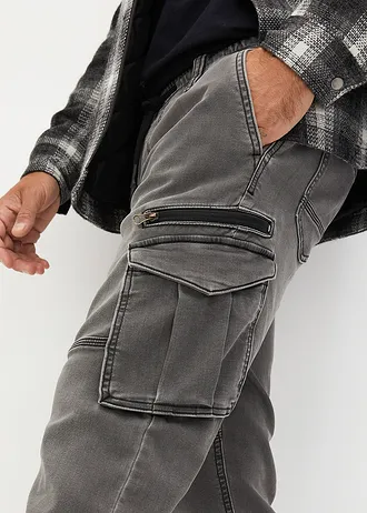 Regular fit jogging jeans met elastische tailleband, straight • grijs denim • bonprix online shop