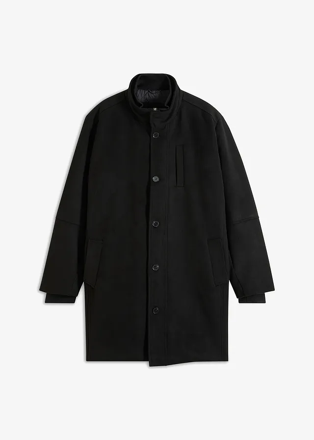 Manteau court avec empiècement coupe-vent, Couleur: noir