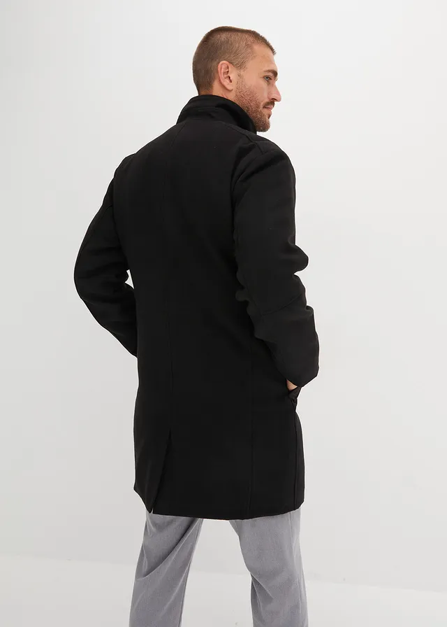 Manteau court avec empiècement coupe-vent, Couleur: noir